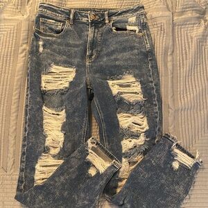 American Eagle Outfitters Distressed Ripped Blue Jeans US6 Very Good Condition